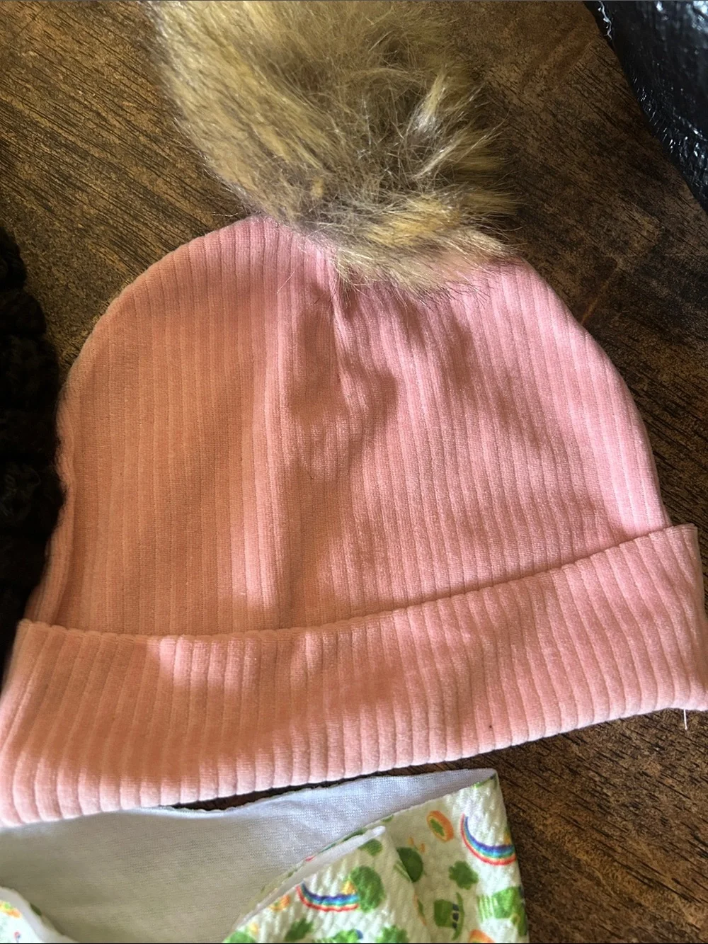 Kids Accessories Set - Pink Knit Beanie with Pom & Assorted Headwraps